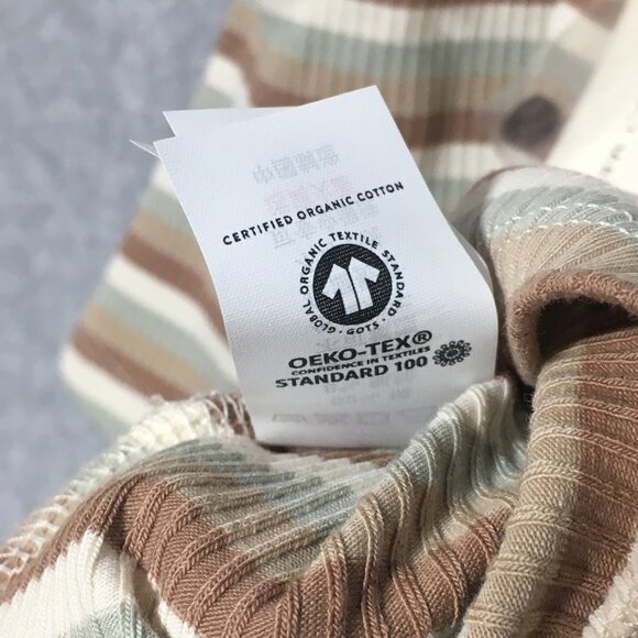 Quincy Mae 0-3M Stripe Swing Dress with Matching Bloomers Brown Green Cream - Picture 10 of 10